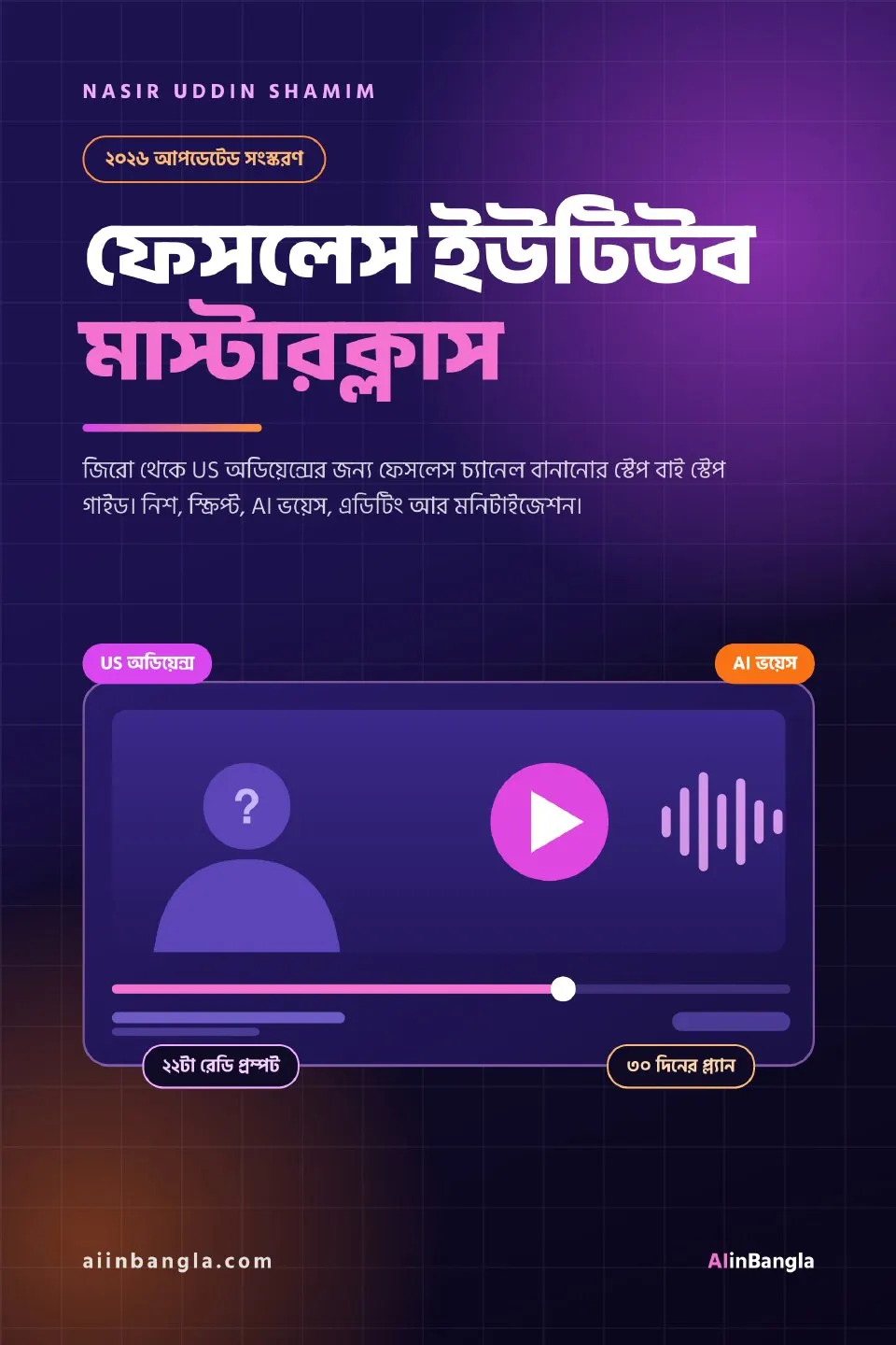 ফেসলেস ইউটিউব মাস্টারক্লাস বইয়ের কভার