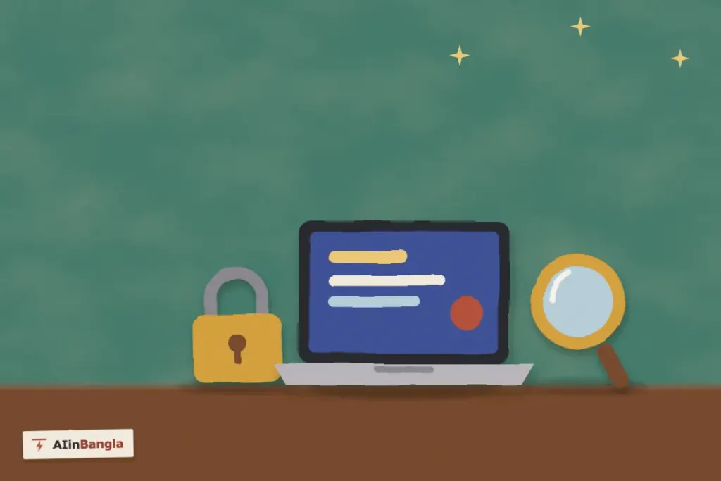 Make, n8n আর Zapier তুলনা: ল্যাপটপ, তালা আর আতশ কাচ, কাগজ কেটে বানানো ছবি
